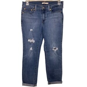 Levi's‎ Boyfriend Jeans 28 Women's Medium Wash Distressed Destroyed levis